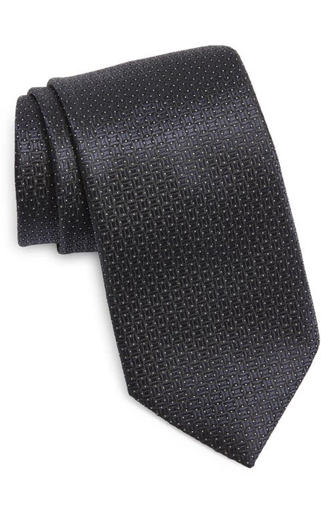 ZEGNA TIES Fili Geometric Jacquard Mulberry Silk Tie in Navy at Nordstrom