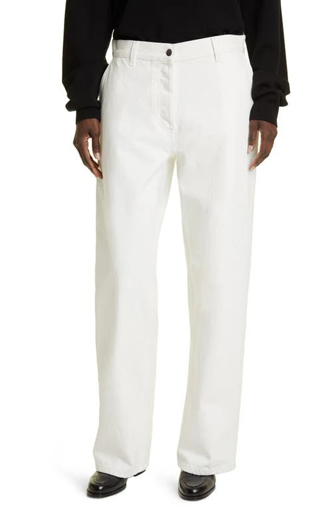 The Row Perseo Cotton & Silk Pants in Bone at Nordstrom, Size 8