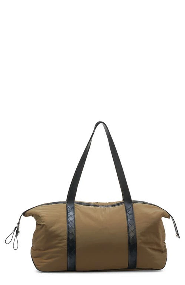 Bottega Veneta Large Weekend Nylon Duffle Bag in Mud/Black/Silver at Nordstrom