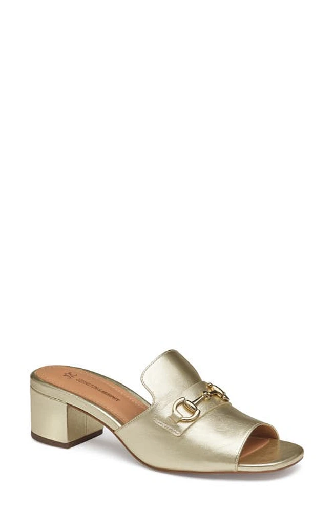 Johnston & Murphy Edith Block Heel Sandal Gold Metallic Sheepskin at Nordstrom,