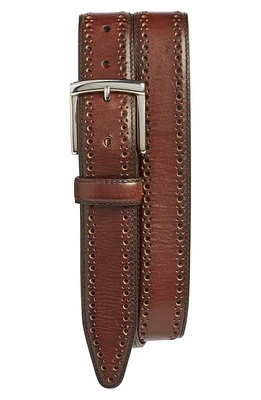 Johnston & Murphy Perforated Leather Belt in Mahogany at Nordstrom, Size 42