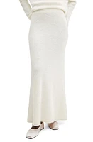 MANGO Sweater Knit Midi Skirt White at Nordstrom,