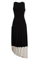 Victoria Beckham Asymmetric Hem Detail Jersey Midi Dress Black at Nordstrom, Us