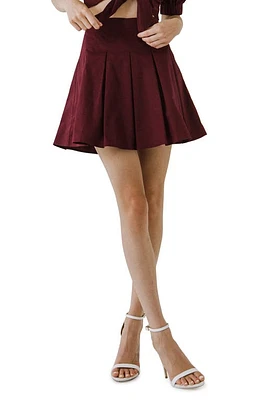 Endless Rose Pleat Cotton Miniskirt Burgundy at Nordstrom,