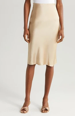 FRAME '90s Bias Cut Silk Pencil Skirt Khaki Tan at Nordstrom,