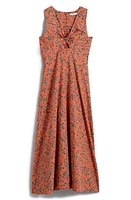 Madewell Floral Twist Front Poplin Midi Dress Sunset Haze at Nordstrom,