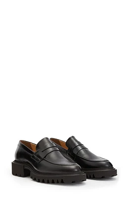 AllSaints Lola Lug Sole Penny Loafer Black at Nordstrom,