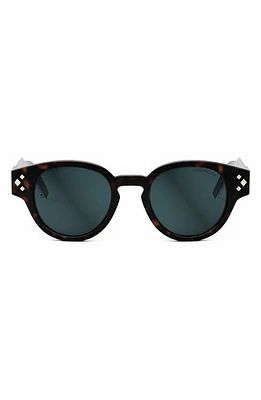 DIOR CD Diamond R2I 48mm Small Round Sunglasses in Havana/Blue at Nordstrom