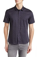 John Varvatos Loren Floral Short Sleeve Button-Up Shirt in Black at Nordstrom, Size Large