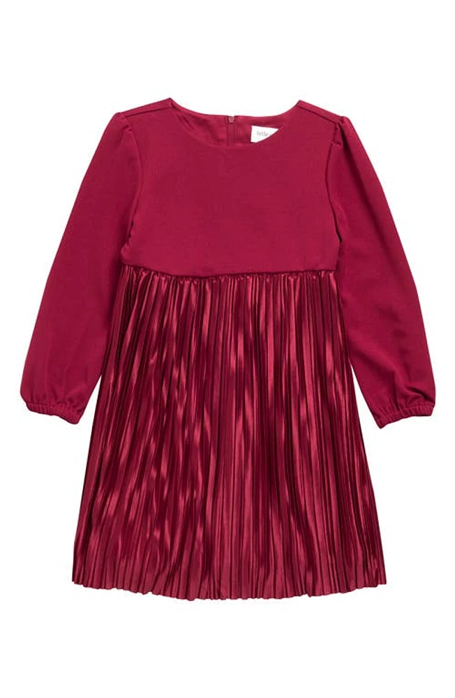 Little Angels Kids' Long Sleeve Pleated Dress Red at Nordstrom,