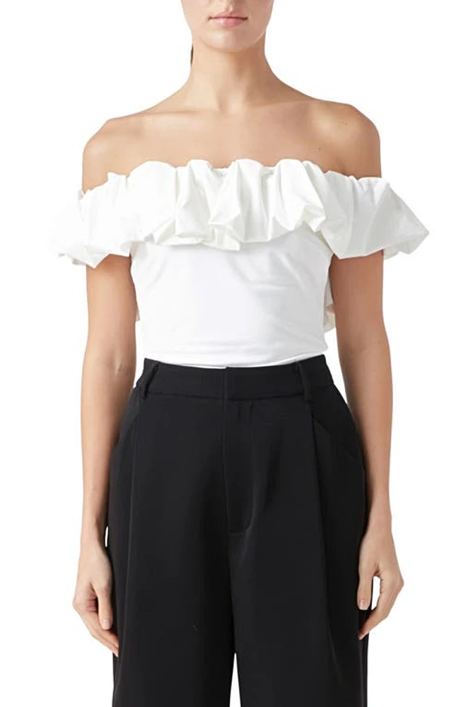 Endless Rose Off the Shoulder Bubble Top White at Nordstrom,