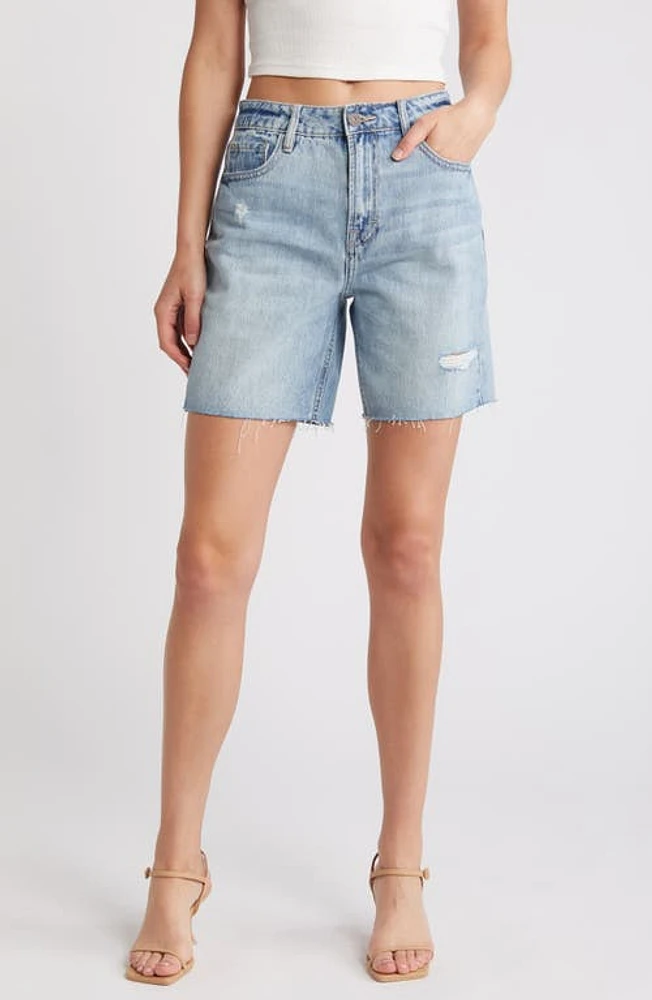 HIDDEN JEANS Raw Hem Denim Bermuda Shorts Light Wash at Nordstrom,