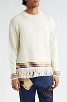 Bode Merino Wool Fringe Sweater Cream at Nordstrom,