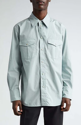 Lemaire Western Cotton Poplin Snap-Up Shirt Light Blue at Nordstrom, Us