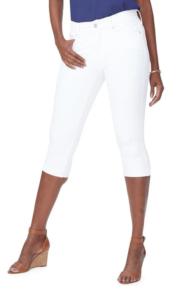 NYDJ Marilyn Cuff Crop Straight Leg Jeans Optic White at Nordstrom,