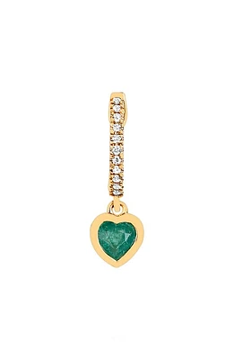 EF Collection Mini Heart Huggie Hoop Earring in 14K Yellow Gold/Emerald at Nordstrom