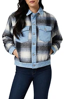 Mavi Jeans Nellie Plaid Mixed Media Denim Trucker Jacket Grey at Nordstrom,