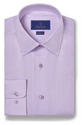 David Donahue Regular Fit Micro Dobby Cotton Dress Shirt Lilac at Nordstrom,