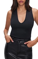 Good American Deep V-Neck Scuba Knit Thong Bodysuit at Nordstrom,