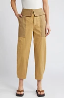 FRAME Foldover Crop Pants Light Tan Multi at Nordstrom,