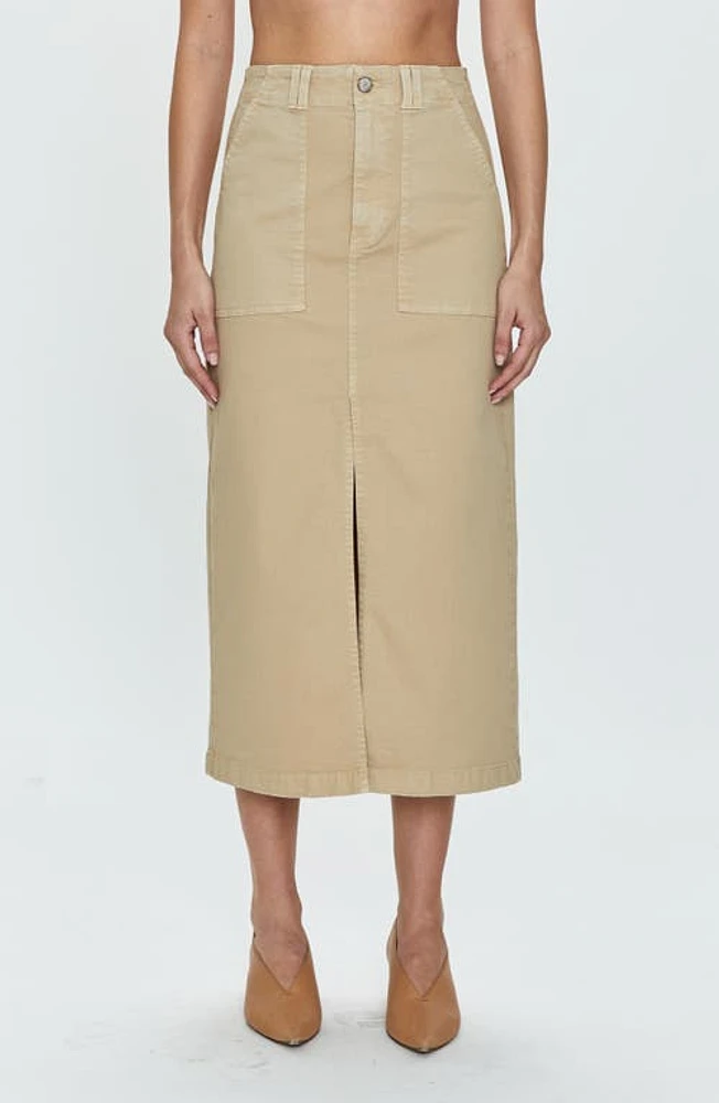 Pistola Pamela Stretch Cotton Midi Skirt Latte at Nordstrom,