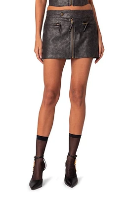 EDIKTED Ziva Faux Leather Miniskirt Black at Nordstrom,