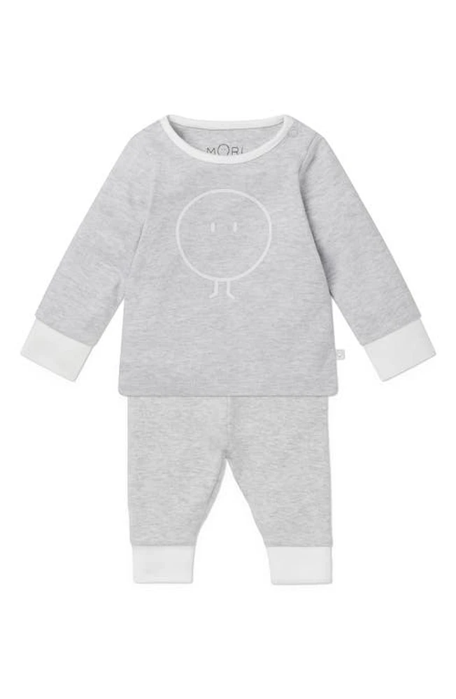 MORI Snoozy Fitted Two-Piece Graphic Pajamas in Grey at Nordstrom