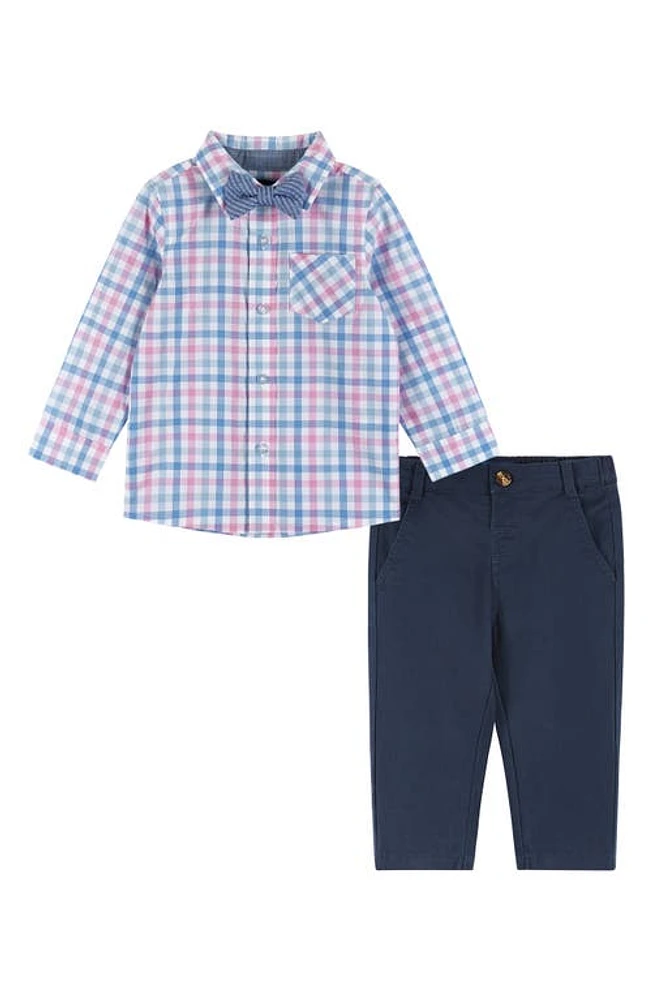 Andy & Evan Plaid Button-Up Pants Set Blue at Nordstrom,