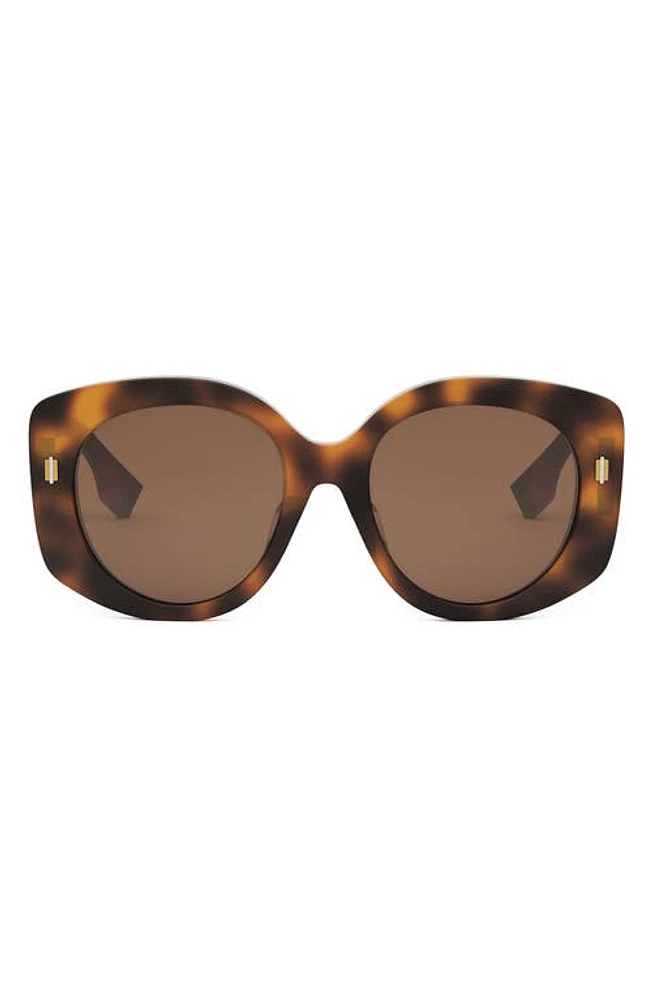 'Fendi Roma 62mm Overize Round Sunglasses in Blonde Havana /Brown at Nordstrom