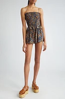 Ulla Johnson Alena Smocked Ruffle Tie Strap Romper Nocturne at Nordstrom,