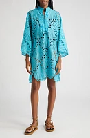 La Vie Style House Shell Lace Cover-Up Caftan in Turquoise at Nordstrom