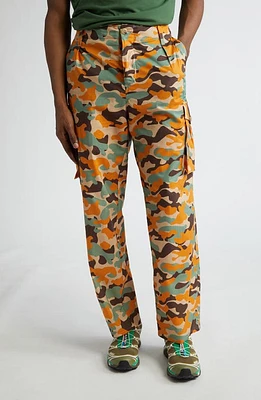 STOCKHOLM SURFBOARD CLUB Camo Cotton Cargo Pants Orange at Nordstrom,