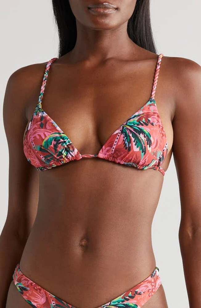 Maaji Flame Palms Upbraid Bikini Top in Red at Nordstrom, Size X-Small