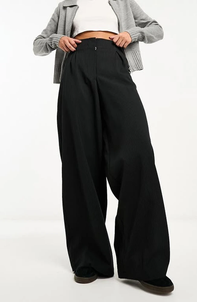 ASOS DESIGN Rib Wide Leg Trousers Navy at Nordstrom, Us