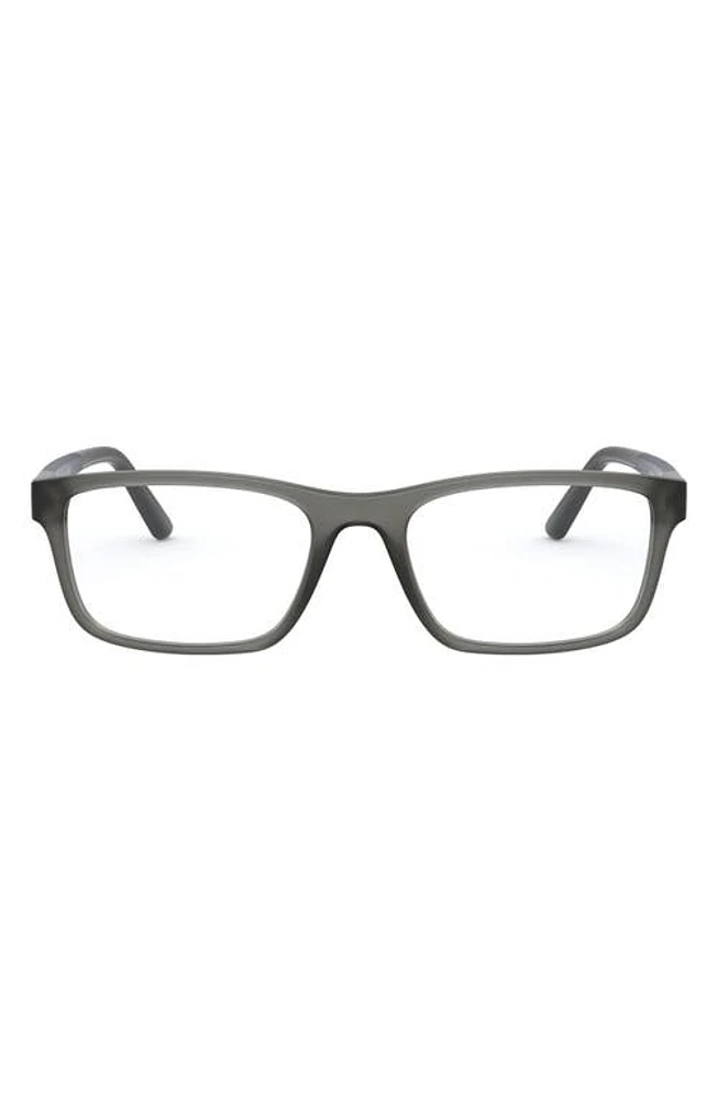 Polo Ralph Lauren Ralph Lauren 55mm Rectangular Optical Glasses in Transparent Grey at Nordstrom