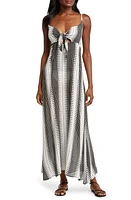 Elan Cutout Tie Front Maxi Cover-Up Sundress in Black/White Kenya at Nordstrom, Size Large