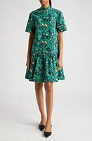 Erdem Floral Print Tiered Cotton Poplin Shirtdress in Green at Nordstrom, Size 2 Us