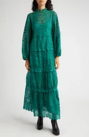 FARM Rio Long Sleeve Guipure Lace Maxi Dress Green at Nordstrom,