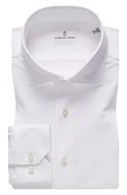 Emanuel Berg 4Flex Modern Fit Solid Knit Button-Up Shirt White at Nordstrom