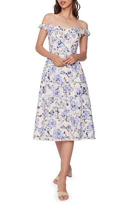 Lost + Wander Light of Iris Floral Print Off the Shoulder Dress Blue-Floral at Nordstrom,