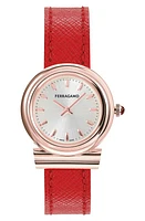 FERRAGAMO Gancini Leather Strap Watch