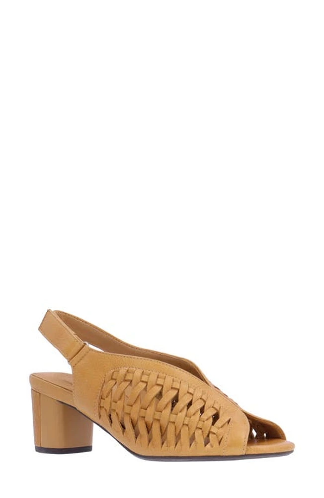 L'Amour des Pieds Myrina Basket Weave Slingback Peep Toe Sandal Lioness at Nordstrom,