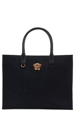 Versace La Medusa Canvas Tote in Black/Versace Gold at Nordstrom