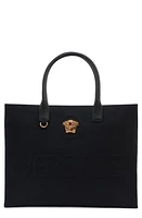 Versace La Medusa Canvas Tote in Black/Versace Gold at Nordstrom