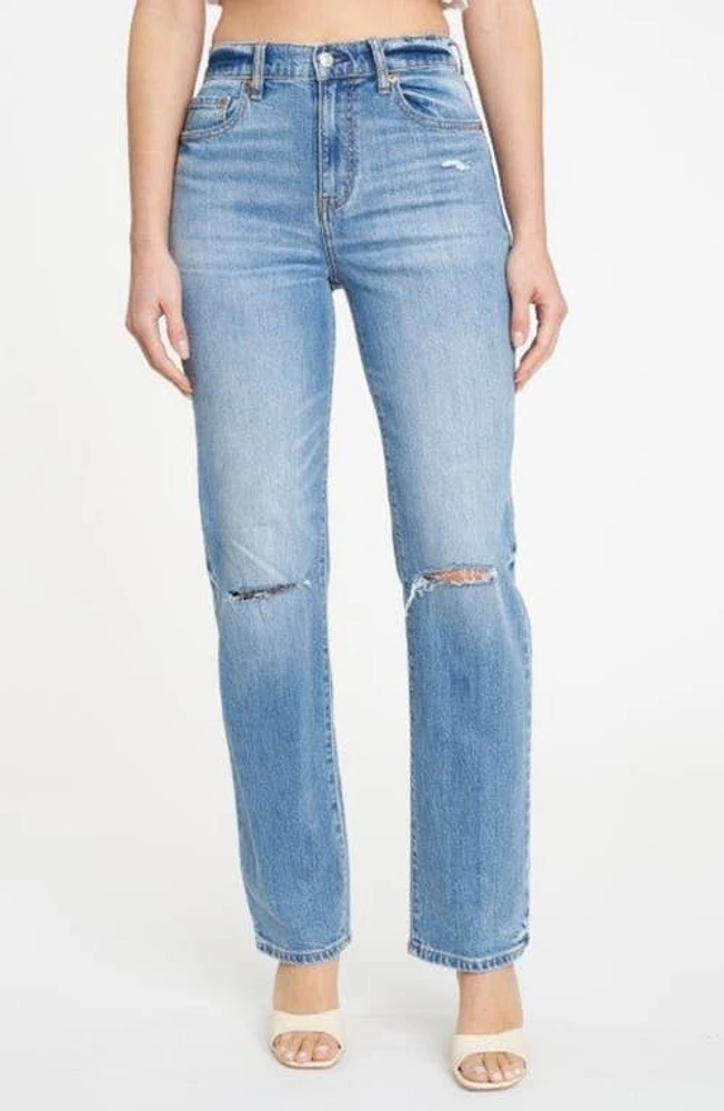 Sundaze Ripped High Waist Dad Jeans in Fools Gold at Nordstrom, Size 30