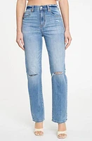 Sundaze Ripped High Waist Dad Jeans in Fools Gold at Nordstrom, Size 30