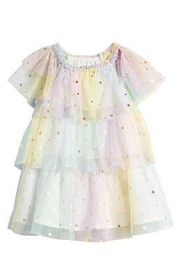 Mini Boden Kids' Tiered Tulle Dress Multi Ombre Gold Foil Star at Nordstrom,