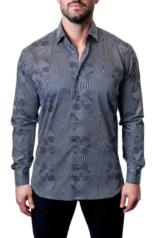 Maceoo Fibonacci Fission Skull Black Contemporary Fit Button-Up Shirt at Nordstrom,