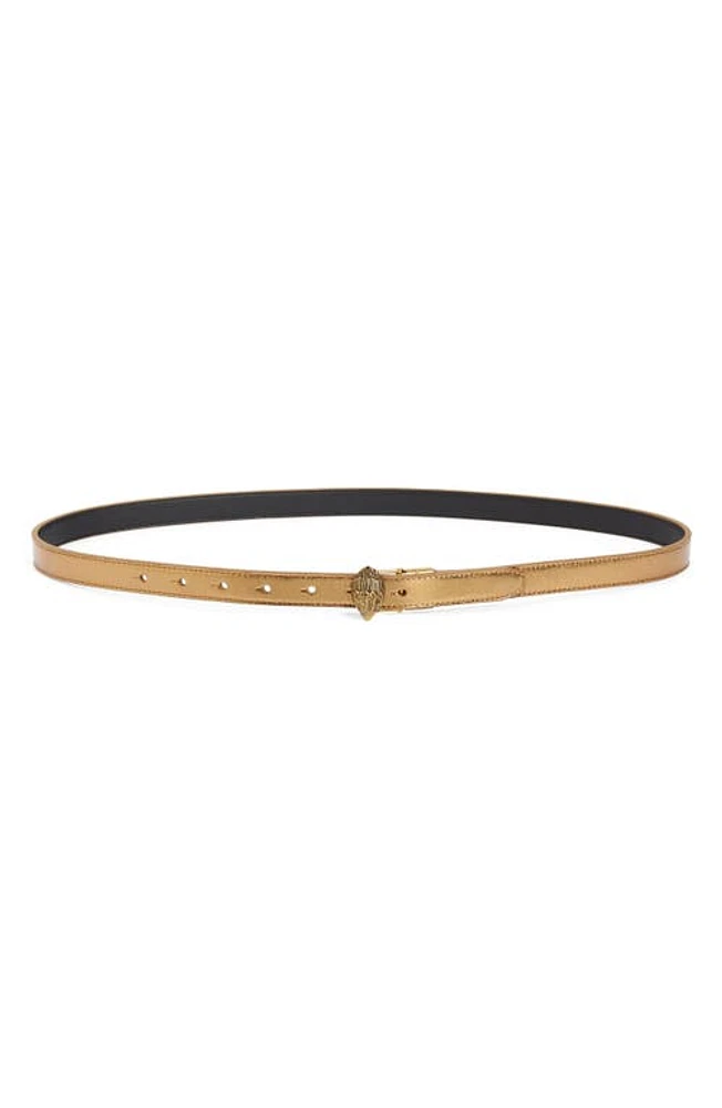 Kurt Geiger London Reversible Metallic Leather Belt Black/Warm Brass at Nordstrom,