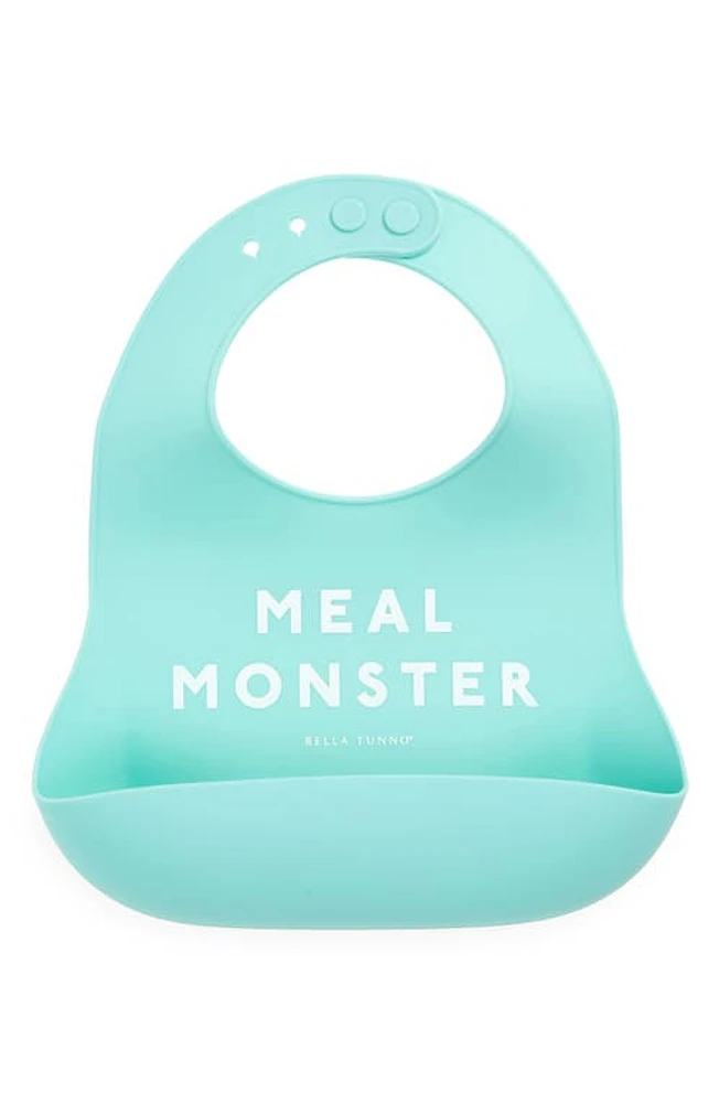 Bella Tunno Meal Monster Silicone Wonder Bib in Teal Blue at Nordstrom